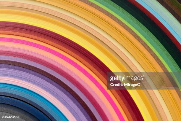 colorful paper stacking in curve shape - multi colored background stock pictures, royalty-free photos & images