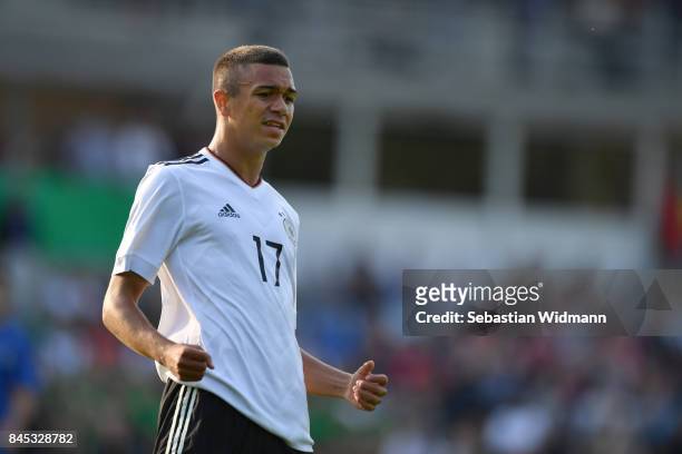 Oliver Batista Meier of Germany reacts to a missed shot during the Four Nations Tournament match between U17 Germany and U17 Italy at...