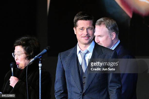 Actor Brad Pitt attends the "The Curious Case of Benjamin Button" Japan Premiere at Roppongi Hills arena on January 29, 2009 in Tokyo, Japan. The...