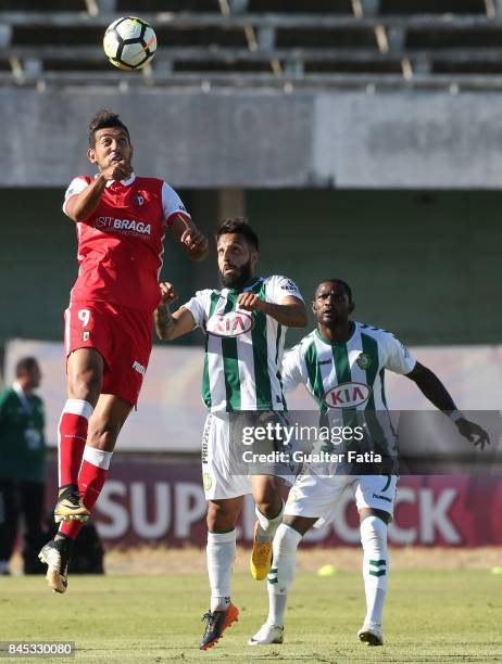 Braga forward Ahmed Hassan from Egypt with Vitoria Setubal midfielder Joao Costinha from Portugal in action during the Primeira Liga match between...