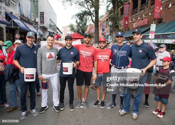 Members of the Boston Bruins, Boston Red Sox, Tampa Bay Rays and Florida Panthers partnered to raise money for hurricane relief efforts in Florida...