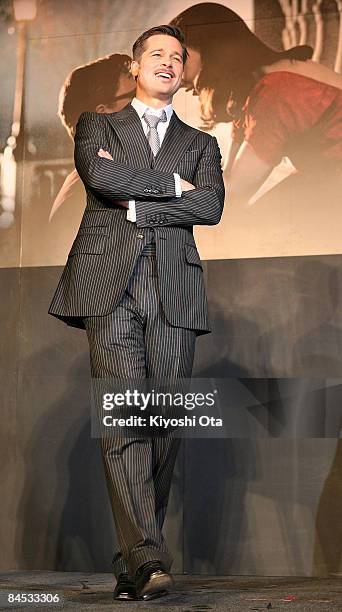 Actor Brad Pitt attends 'The Curious Case of Benjamin Button' Japan Premiere at Roppongi Hills on January 29, 2009 in Tokyo, Japan. The film will...