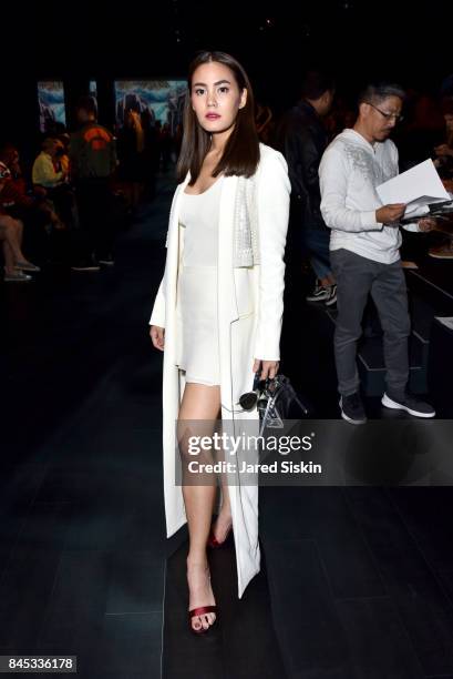 Actress Janie Tienphosuwan at the Vivienne Tam SS 2018 Runway Show at Gallery 1, Skylight Clarkson Sq on September 10, 2017 in New York City.