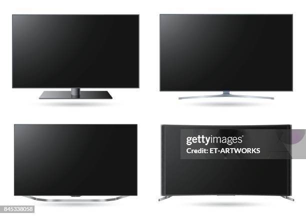 ilustraciones, imágenes clip art, dibujos animados e iconos de stock de conjunto de pantalla realista - television set