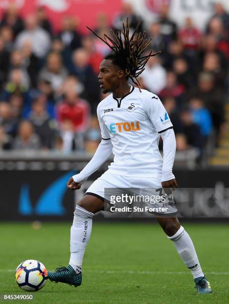 Swansea player Renato Sanches in action during the Premier League match between Swansea City and Newcastle United at Liberty Stadium on September 10,...