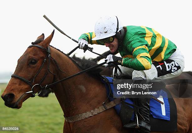 Tony McCoy riding Stradbrook on his way to winning The Bruton Handicap Hurdle race at Wincanton Races on January 29, 2009 in Wincanton, England.