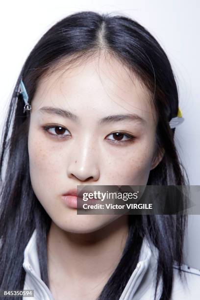 Model backstage during the Tory Burch Ready to Wear Spring/Summer 2018 fashion show at Pier 59 on September 8, 2017 in New York City.