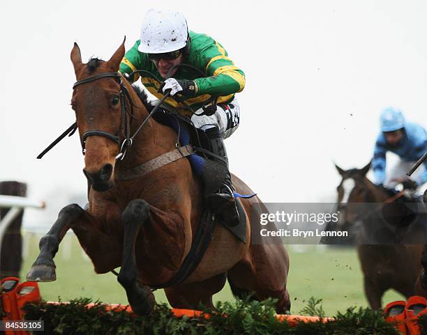 Tony McCoy riding Stradbrook on his way to winning The Bruton Handicap Hurdle race at Wincanton Races on January 29, 2009 in Wincanton, England.