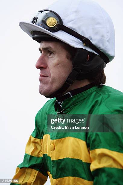 Tony McCoy prepares to ride Stradbrook in The Bruton Handicap Hurdle race at Wincanton Races on January 29, 2009 in Wincanton, England.