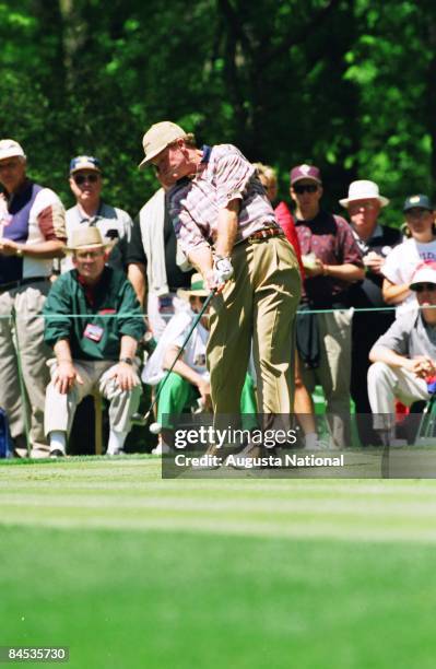 Tom Kite hits from the tee box during the 1998 Masters Tournament at Augusta National Golf Club on April 1998 in Augusta, Georgia.