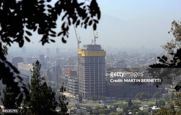 View of the construction site of the "Costanera Center" project in Santiago, on January 29, 2009. The architectural project, that includes a shopping...