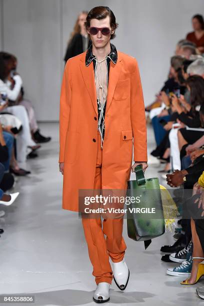 Model walks the runway for Calvin Klein Collection Spring/Summer 2018 fashion show during New York Fashion Week on September 7, 2017 in New York City.