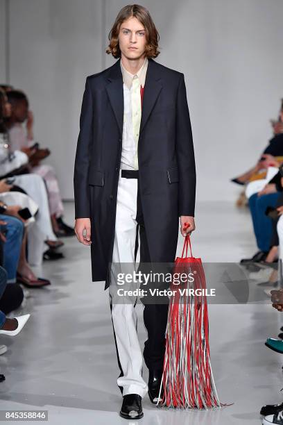 Model walks the runway for Calvin Klein Collection Spring/Summer 2018 fashion show during New York Fashion Week on September 7, 2017 in New York City.