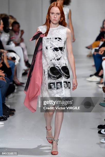 Model walks the runway for Calvin Klein Collection Spring/Summer 2018 fashion show during New York Fashion Week on September 7, 2017 in New York City.