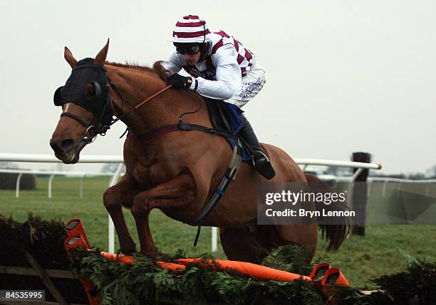 Darren O'Dwyer riding Cousin Nicky in action in the Somerset Community Foundation Conditional Jockeys' Handicap Hurdle race at Wincanton Races on...