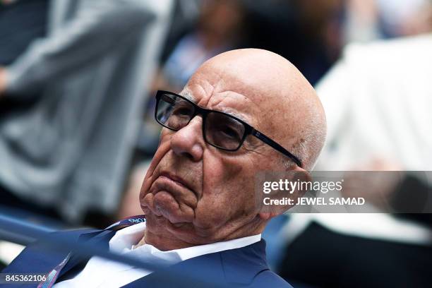 Rupert Murdoch arrives to watch the 2017 US Open Men's Singles final match between Spain's Rafael Nadal and South Africa's Kevin Anderson, at the...