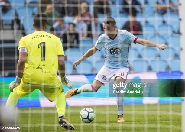 Aspas of Celta de Vigo during the La Liga match between RC Celta de Vigo and Deportivo Alaves at Balaidos Stadium on September 10, 2017 in Vigo, Spain