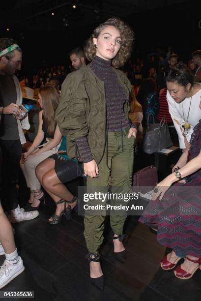 Camren Bicondova poses at the Vivienne Tam SS 2018 Runway Show at Gallery 1, Skylight Clarkson Sq on September 10, 2017 in New York City.