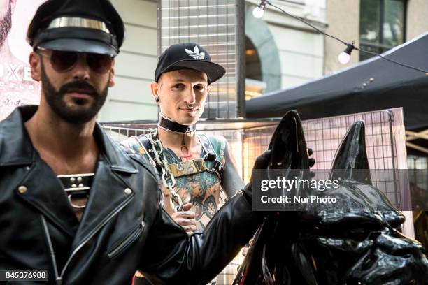 People attend the 'Folsom Europe' 2017 fetish street festival in Berlin, Germany on September 9, 2017. The annual festival was first held 2004 in...