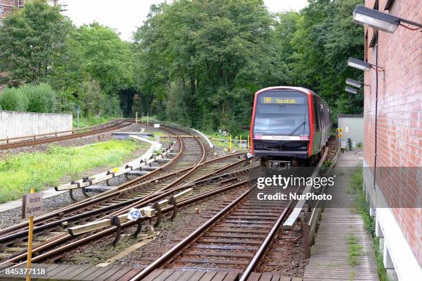 View of Hamburg subway, in Hamburg, Germany. Hamburg has a Metro system consisting of 4 lines and 91 stations. It was opened in 1912.