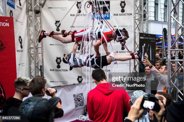 People attend the 'Folsom Europe' 2017 fetish street festival in Berlin, Germany on September 9, 2017. The annual festival was first held 2004 in...