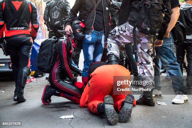 People attend the 'Folsom Europe' 2017 fetish street festival in Berlin, Germany on September 9, 2017. The annual festival was first held 2004 in...