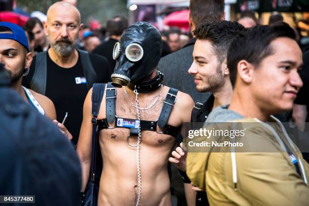 People attend the 'Folsom Europe' 2017 fetish street festival in Berlin, Germany on September 9, 2017. The annual festival was first held 2004 in...