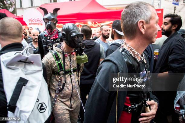 People attend the 'Folsom Europe' 2017 fetish street festival in Berlin, Germany on September 9, 2017. The annual festival was first held 2004 in...