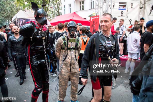 People attend the 'Folsom Europe' 2017 fetish street festival in Berlin, Germany on September 9, 2017. The annual festival was first held 2004 in...