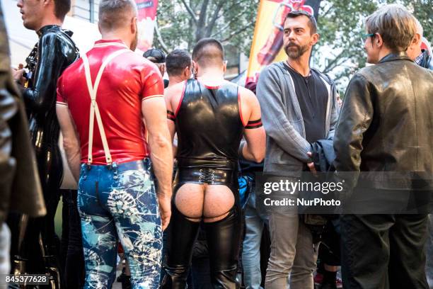 People attend the 'Folsom Europe' 2017 fetish street festival in Berlin, Germany on September 9, 2017. The annual festival was first held 2004 in...