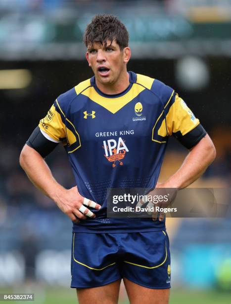 Donncha O'Callaghan of Worcester Warriors looks on during the Aviva Premiership match between Worcester Warriors and Wasps at Sixways Stadium on...