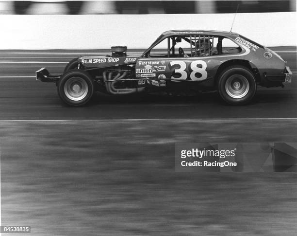 Jerry Cook drives his potent Ford Pinto modified during the NASCAR Modified series race circa 1970's.