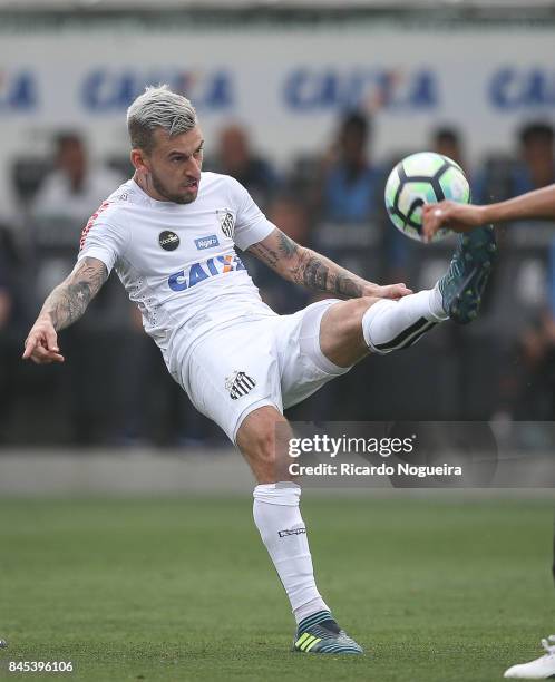 Lucas Lima of Santos in action during the match between Santos and Corinthians as a part of Campeonato Brasileiro 2017 at Vila Belmiro Stadium on...