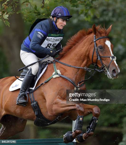 Zara Phillips competes on her horse 'Drops of Brandy' in the cross country phase of the Whatley Manor Horse Trials at Gatcombe Park on September 10,...
