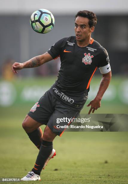 Jadson of Corinthians in action during the match between Santos and Corinthians as a part of Campeonato Brasileiro 2017 at Vila Belmiro Stadium on...