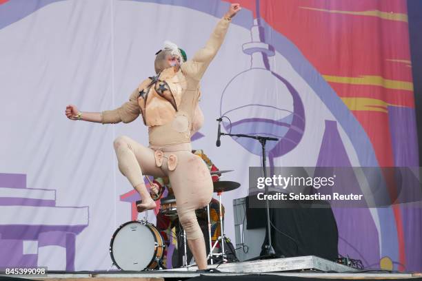 Bonaparte perform live on stage during the second day of the Lollapalooza Berlin music festival on September 10, 2017 in Dahlwitz-Hoppegarten,...