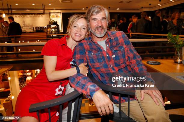 Johanna Klante and her partner Daniel Morgenroth attend the Till Demtroeders Charity-Event 'Usedom Cross Country' at the Pier 14 on September 8, 2017...