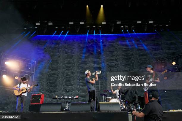 AnnenMayKantereit perform live on stage during the second day of the Lollapalooza Berlin music festival on September 10, 2017 in...