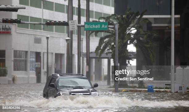 Brickell Avenue in Miami, Fla. Was flooded after Hurricane Irma on Sunday, Sept. 10, 2017.