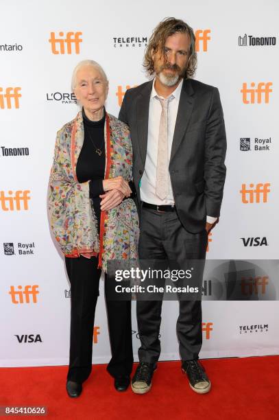 Jane Goodal and Director Brett Morgen arrive at Winter Garden Theatre on September 10, 2017 in Toronto, Canada.