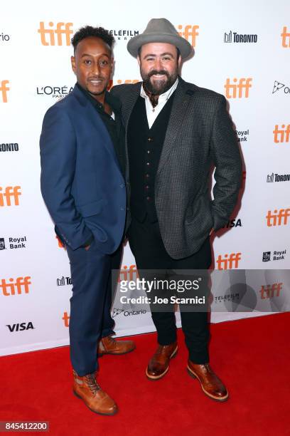 Mohamed Hakeem and Celyn Jones attend the "Submergence" premiere during the 2017 Toronto International Film Festival at The Elgin on September 10,...