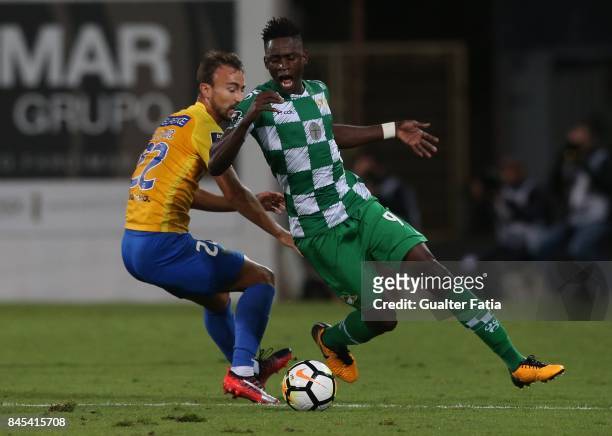 Moreirense FC midfielder Alfa Semedo from Guinea Bissau with GD Estoril Praia forward Andre Claro from Portugal in action during the Primeira Liga...
