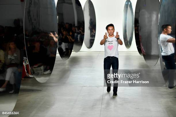 Designer Prabal Gurung walks the runway for Prabal Gurung fashion show during New York Fashion Week: The Shows at Gallery 2, Skylight Clarkson Sq on...