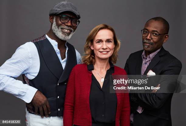 Eriq Ebouaney, Sandrine Bonnaire, and Mahamat-Saleh Haroun from the film "A Season in France" pose for a portrait during the 2017 Toronto...