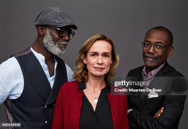 Eriq Ebouaney, Sandrine Bonnaire, and Mahamat-Saleh Haroun from the film "A Season in France" pose for a portrait during the 2017 Toronto...