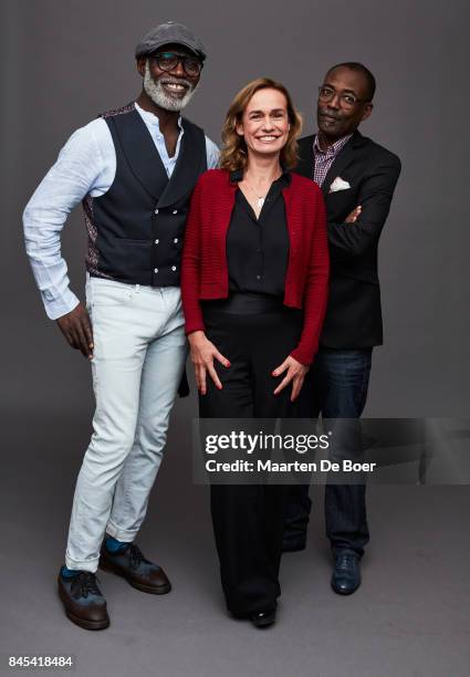 Eriq Ebouaney, Sandrine Bonnaire, and Mahamat-Saleh Haroun from the film "A Season in France" pose for a portrait during the 2017 Toronto...