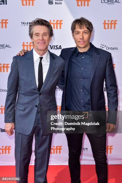 Actor William Dafoe and filmmaker Sean Baker attend the "The Florida Project" premiere at the Ryerson Theatre on September 10, 2017 in Toronto,...