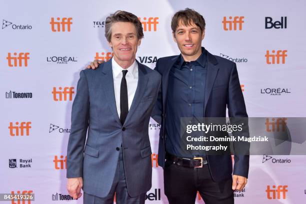 Actor William Dafoe and filmmaker Sean Baker attend the "The Florida Project" premiere at the Ryerson Theatre on September 10, 2017 in Toronto,...