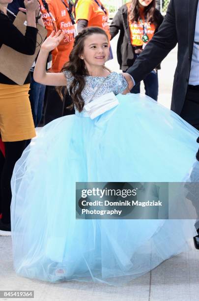 Child actress Brooklynn Prince attends the "The Florida Project" premiere at the Ryerson Theatre on September 10, 2017 in Toronto, Canada.