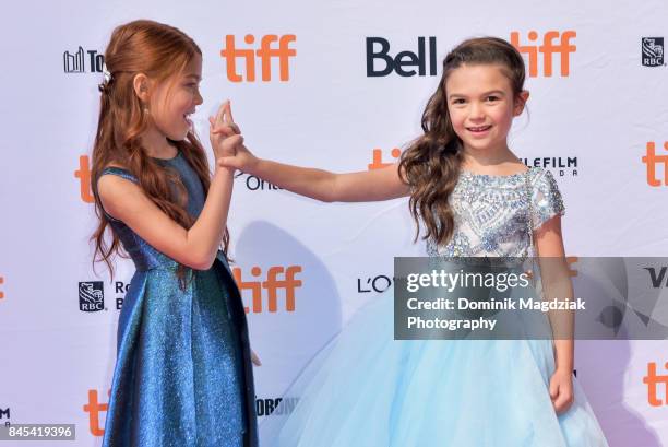 Child actresses Brooklynn Prince and Valeria Cotto attend the "The Florida Project" premiere at the Ryerson Theatre on September 10, 2017 in Toronto,...